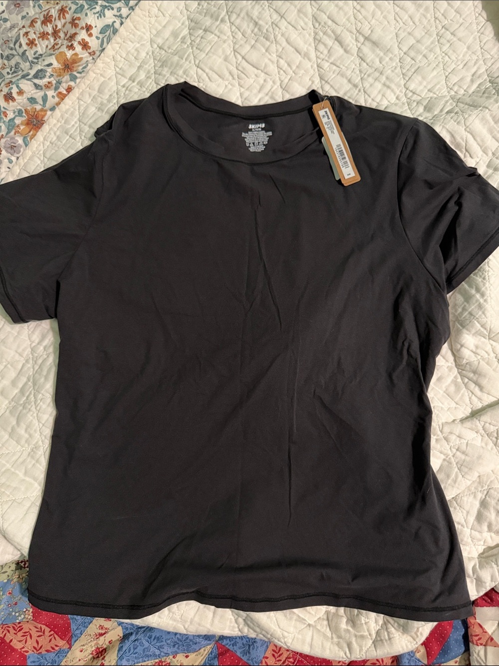 SKIMS Black Crewneck Short Sleeve Tee
